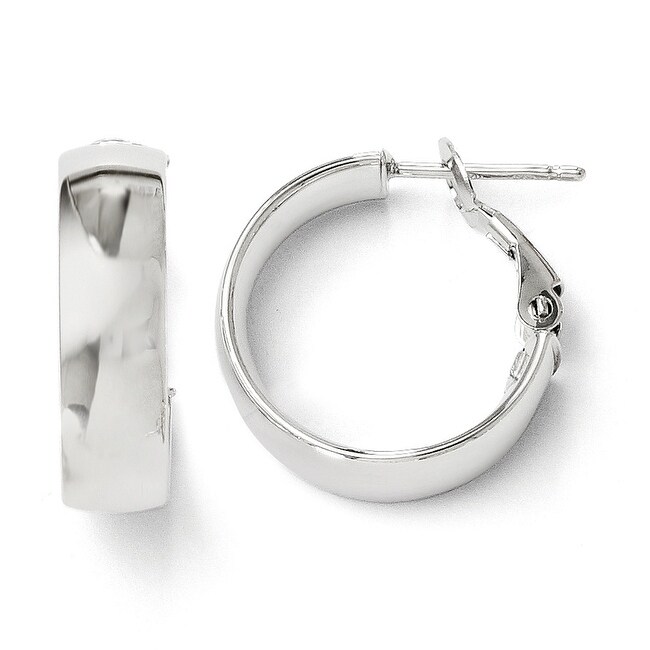 Italian 14k White Gold Polished Hoop Earrings